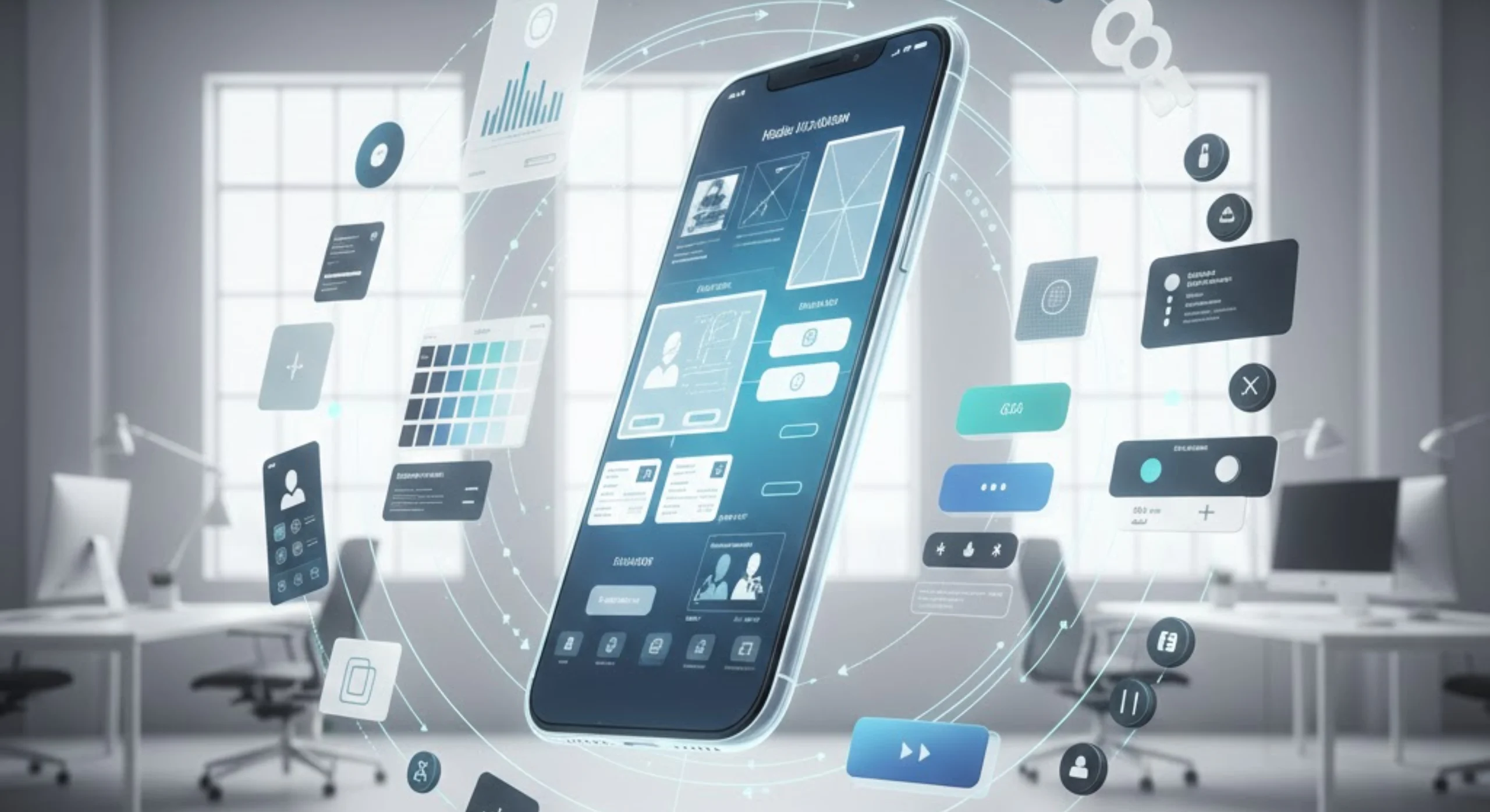 Mobile UI UX design wireframes and app interface design illustration