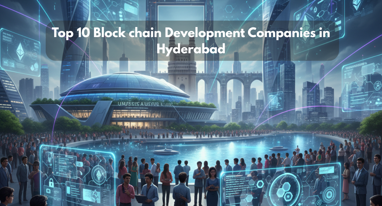 Hyderabad Cyberabad skyline with blockchain networks and Web3 technology illustration