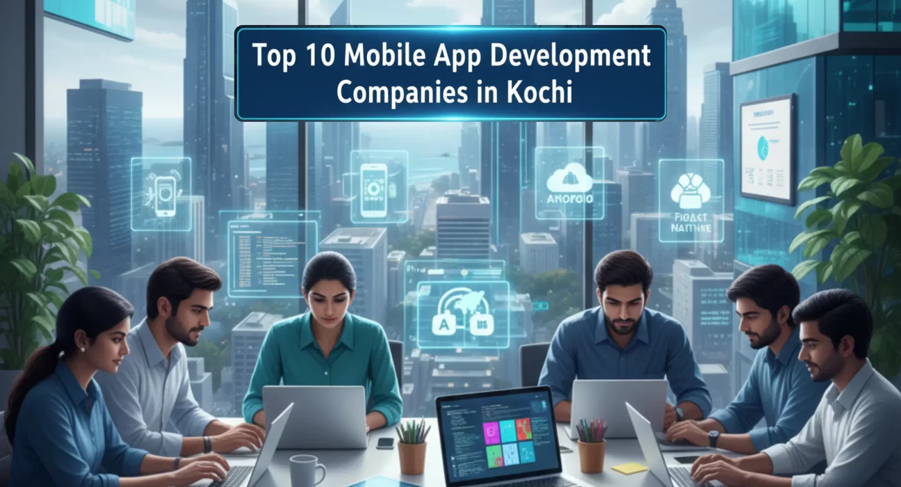 Tech professionals in Kochi working on mobile app development, AI integration, and cloud platforms.