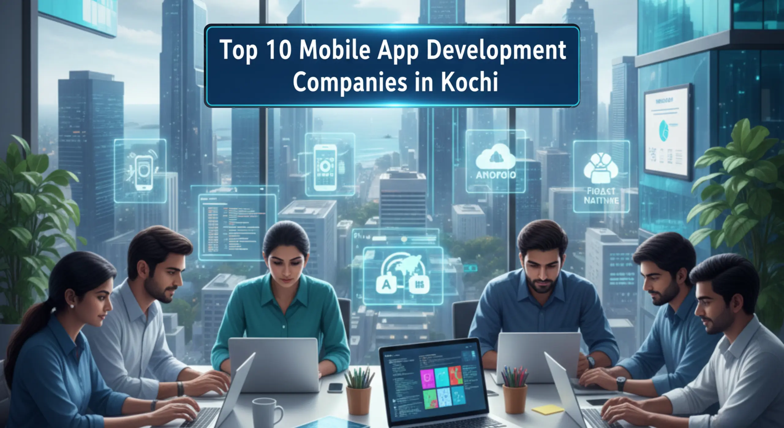 Tech professionals in Kochi working on mobile app development, AI integration, and cloud platforms.
