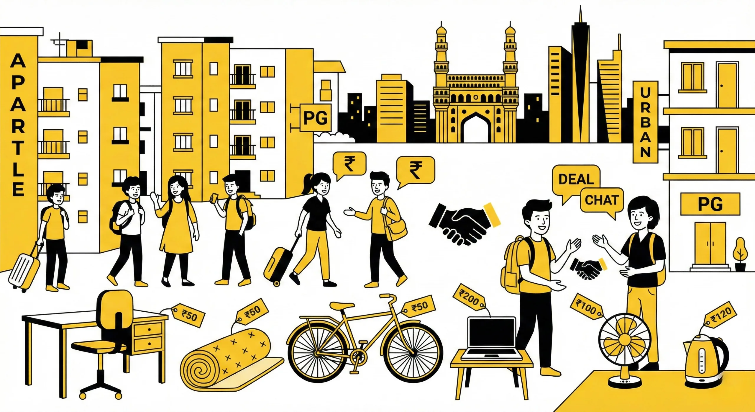 Student buying trends Hyderabad – students purchasing second-hand furniture and scooters locally