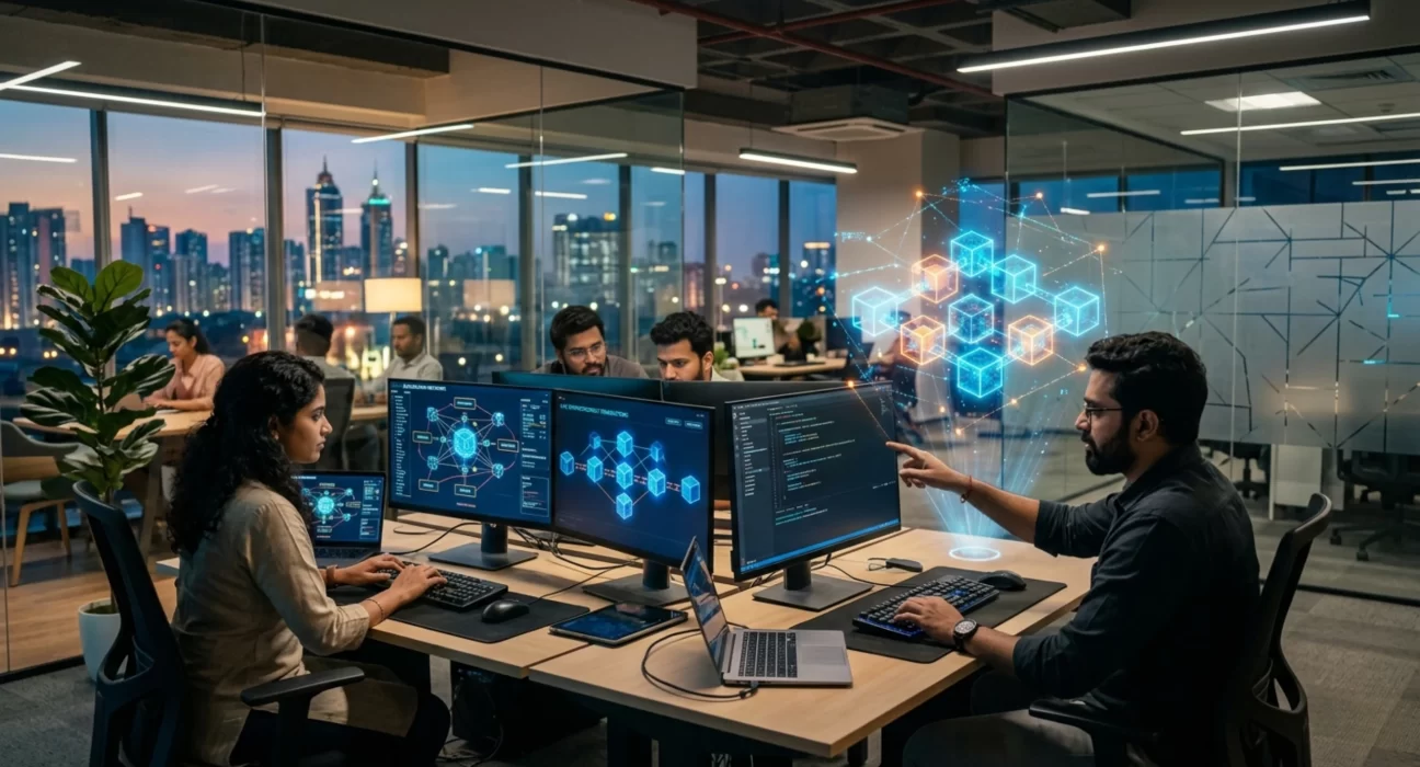 Top 10 Blockchain Development Companies In Hyderabad including Ozrit, Tanla Platforms, Persistent Systems, Coforge and Yash Technologies.