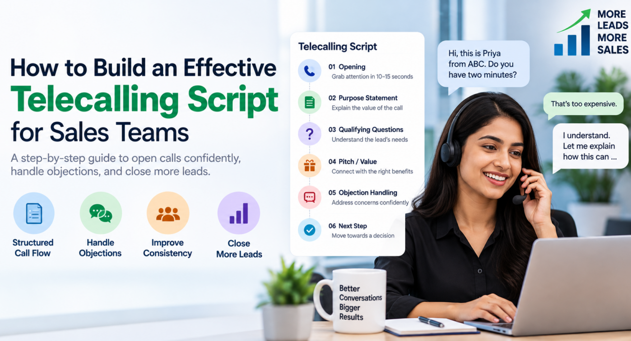 Effective telecalling script for sales teams with call flow, objection handling, and closing steps