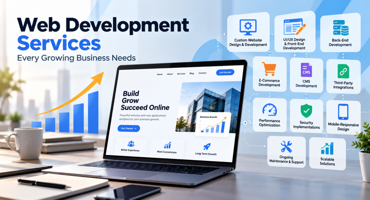 Web development services for growing businesses with website design, e-commerce, security, and performance optimization.
